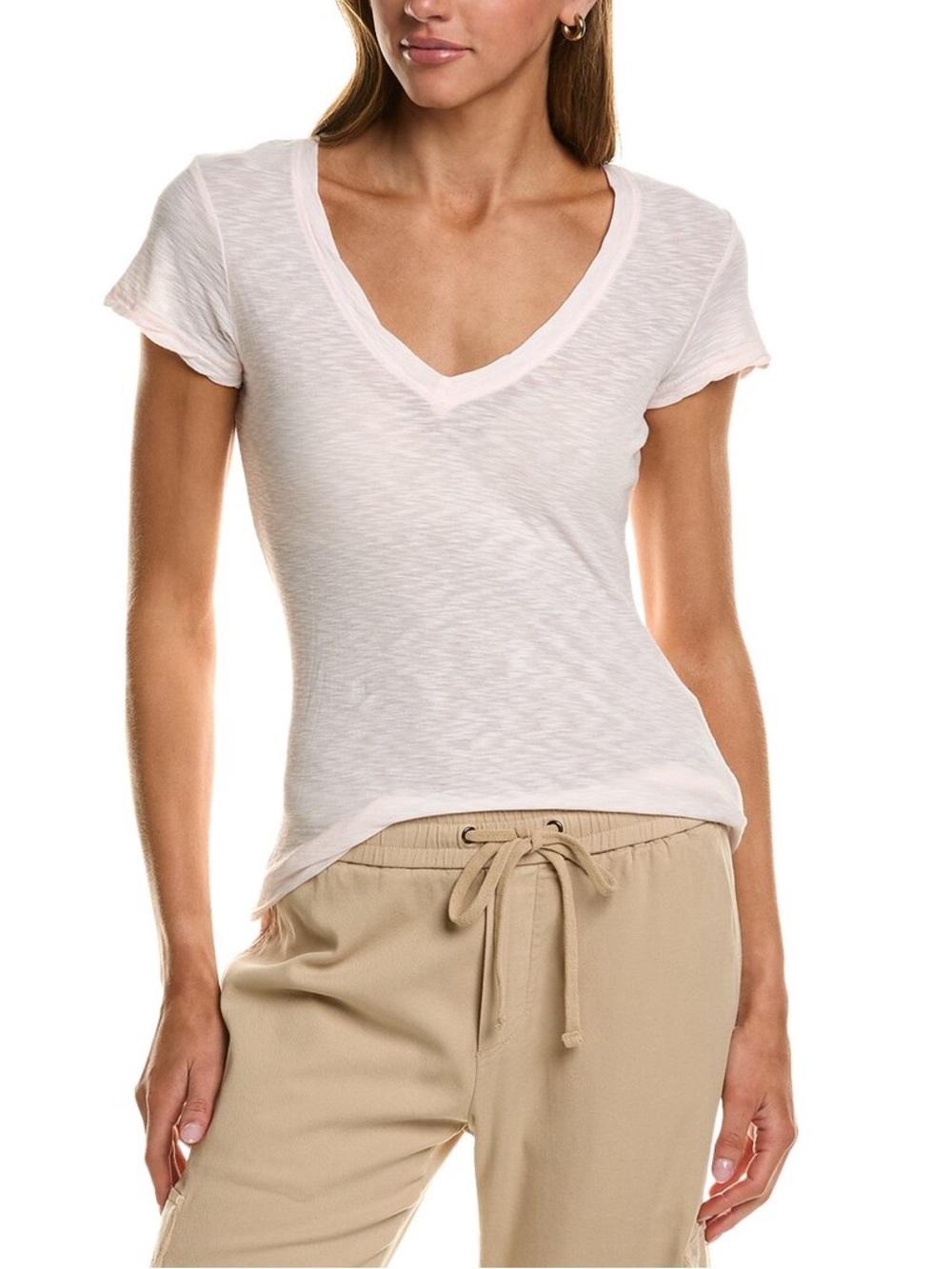 James Perse Sheer Slub V Neck | Dusty Pink